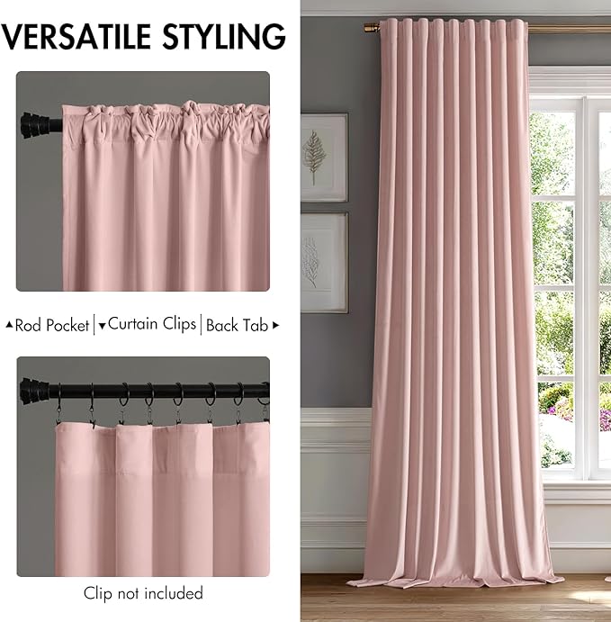 MIULEE Baby Pink Velvet Curtains 84 inches - Image 2