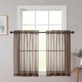 Cafe Curtains 36 Inch Length Tier 2 Pieces, Modern Soft Airy Sheer Kitchen by WelvetBLK