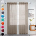 youleyar Solid Sheer Rod Pocket Curtain Voile Draperies 2 Panels White Beige by Youleyar