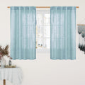 LAMIT Stone Blue Linen Curtains 45 Inch Length 2 Panels, Light Filtering Panels by LAMIT