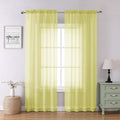 Lecloud Lemon Sheer Curtains 84 Inches Long 2 Panels, Solid Voile Light by Lecloud
