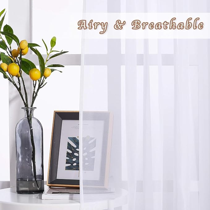 NICETOWN White Sheer 48 inch Curtains, Grommet Short Curtains Airy Voile - Image 4