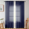 Sheer Navy Blue Curtains for Bedroom Living Room 90 Inches Long 2 Panels Set by WelvetBLK