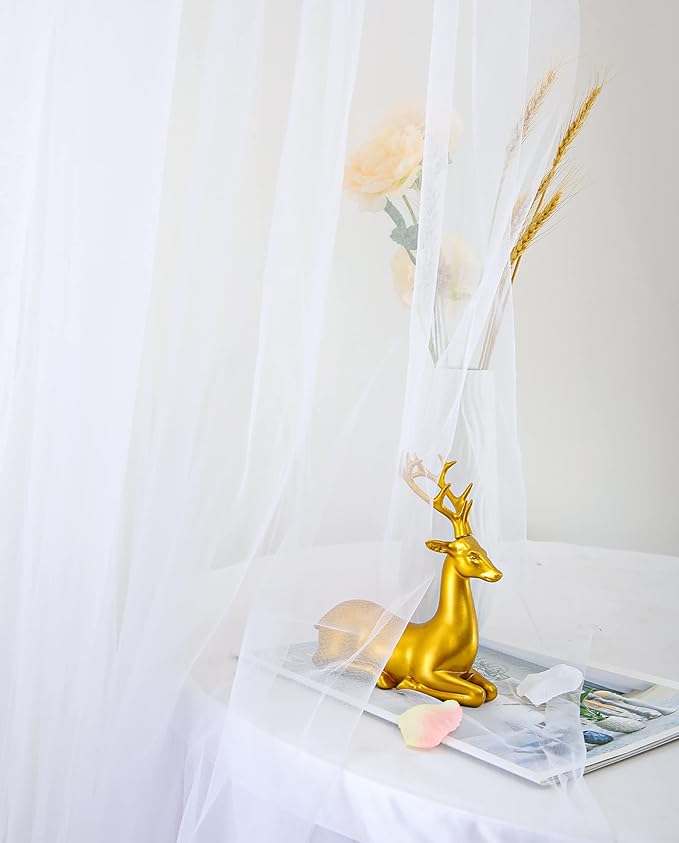 White Backdrop Curtain for Parties 10 ft x 10 ft Sheer Tulle Backdrop Drapes - Image 8