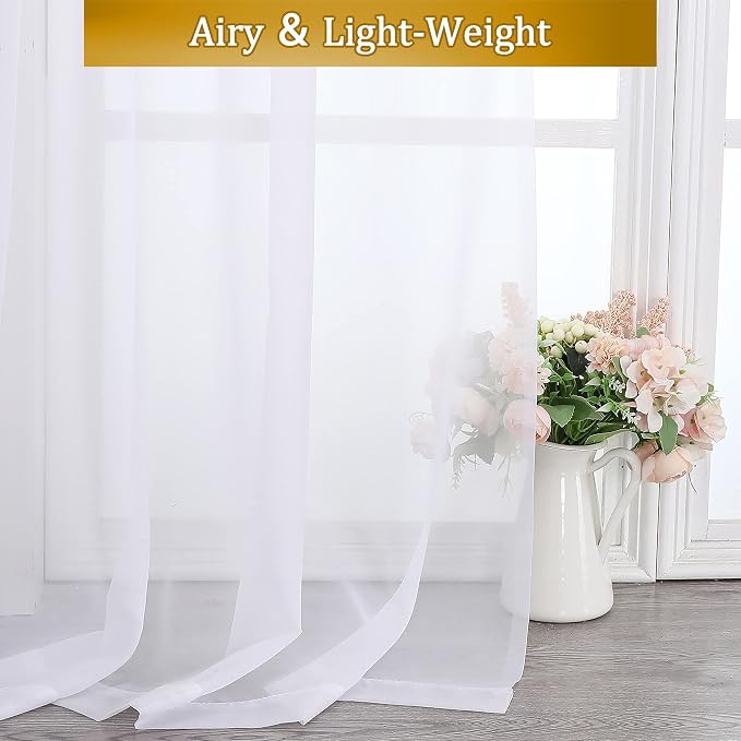 Aiyufeng Sheer Voile Window Treatment Rod Pocket Curtain Panels - Image 6