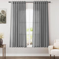 Nanspring Dark Gery Linen Curtains 63 Inches Length by Nanspring