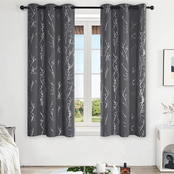 Deconovo Blackout Curtains Grey, Thermal Insulated Soundproof Drapes, 42 x 63 - Image 2