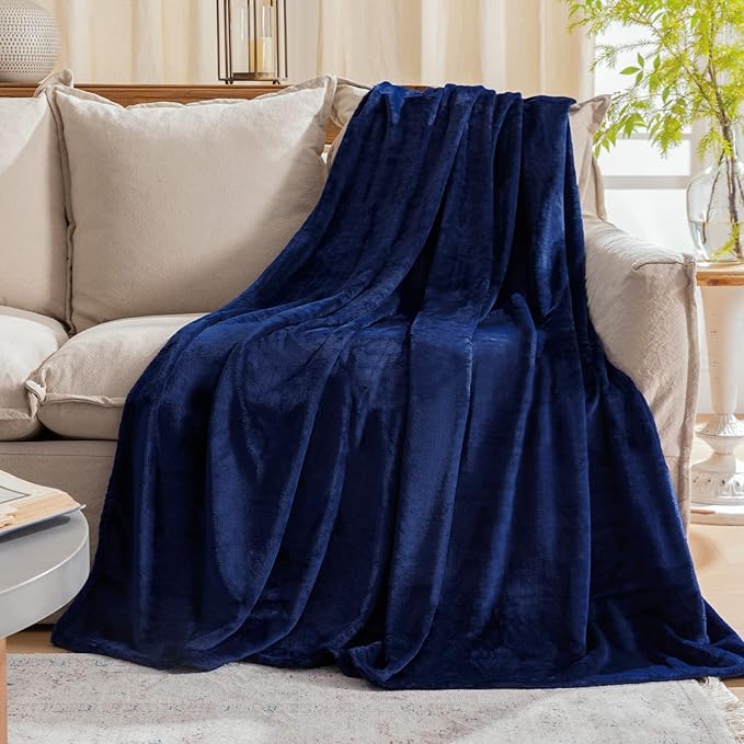 JIAHANNHA Navy Blue Throw Blanket Twin Size 60 by 80 Inches Flannel Fleece by JIAHANNHA