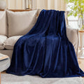 Fleece Plush Throw Blanket Navy Blue, Super Soft Fuzzy Cozy Flannel Blanket by JIAHANNHA