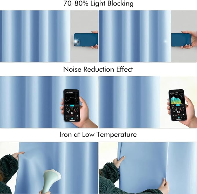 MIULEE Sky Blue Back Tab Blackout Curtains 102 Inch Long 2 Panels Set - Image 5