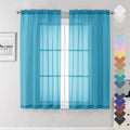 Lecloud Turquoise Sheer Curtains 63 Inch Length 2 Panels, Light Filtering Voile by Lecloud
