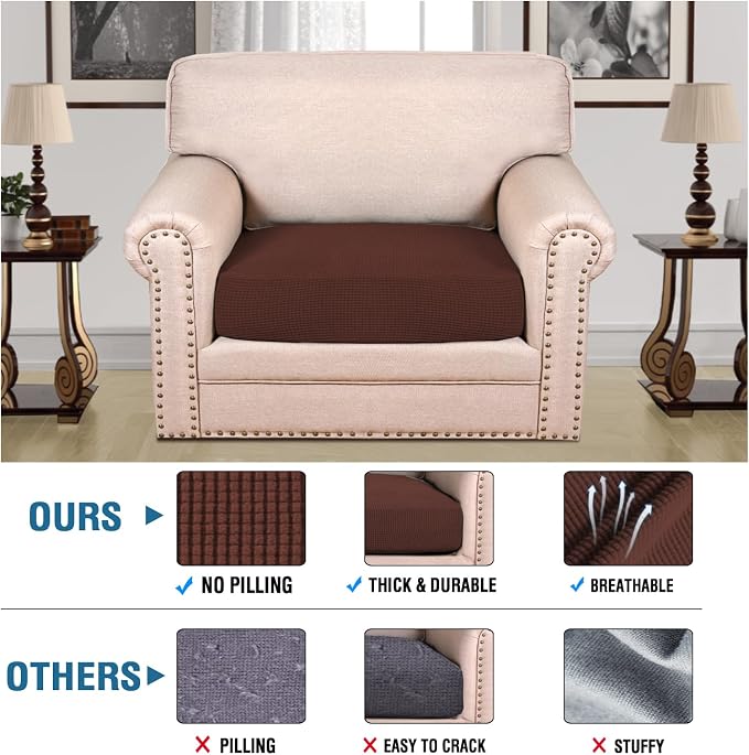 H.VERSAILTEX Super Stretch Individual Seat Cushion Covers Sofa Covers Couch - Image 2