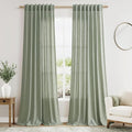 Desert Sage Linen Curtains for Living Room 100 Inches Long Light Filtering Semi by Nanspring