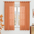 LAMIT Burnt Orange Semi Sheer Window Linen Curtains 63 Inch Length, Light by LAMIT