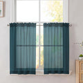Simplebrand Dusty Blue Short Sheer Kitchen Curtains 36 Inch Length Tier Rod by Simplebrand