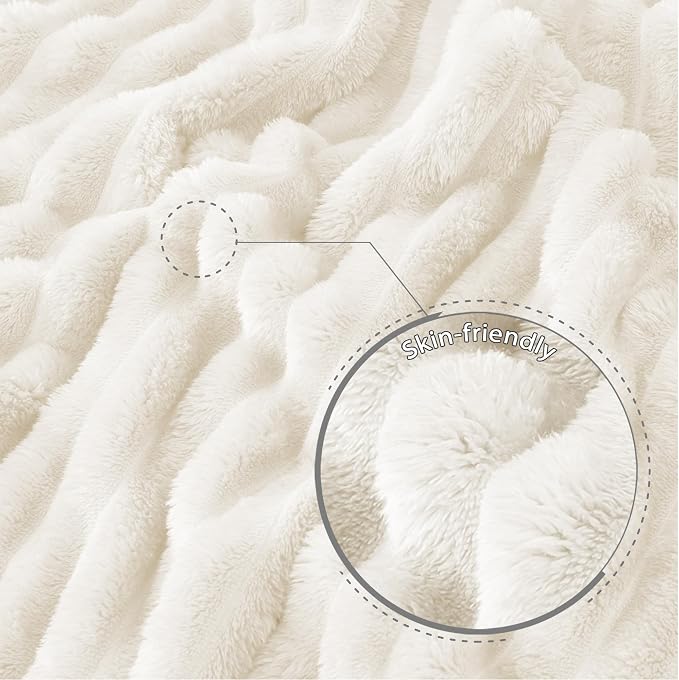 Exclusivo Mezcla King Size Flannel Fleece Blanket, Super Soft Striped Jacquard - Image 5