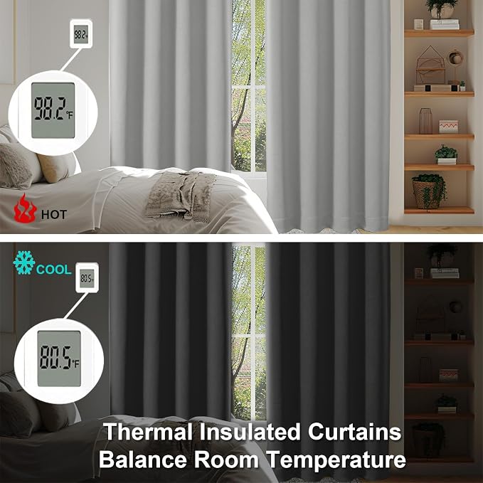 Simplebrand Ava Silver Grey Short 24 Inches Blackout Curtain 2 Panels Set - Image 6