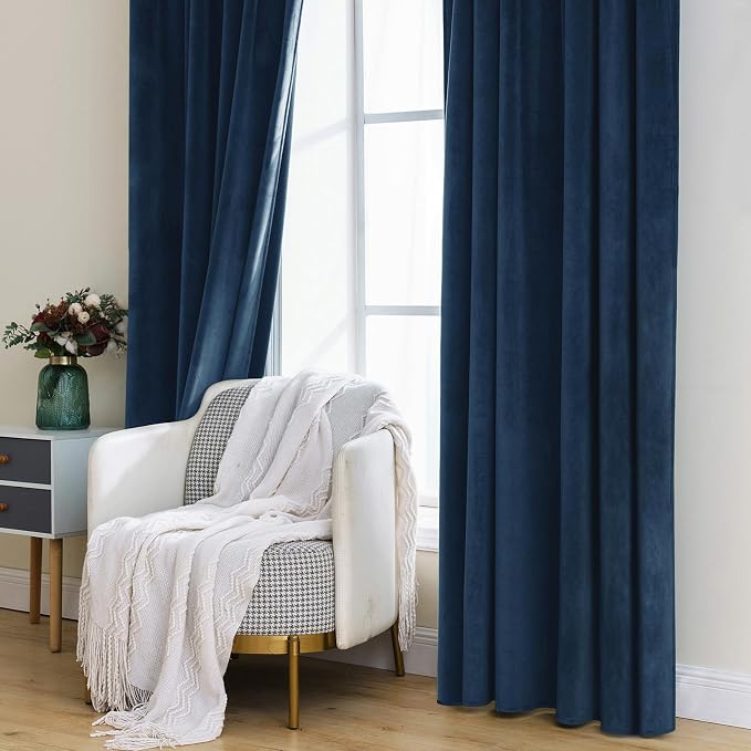 MIULEE Navy Blue Velvet Curtains 96 inches - Image 7