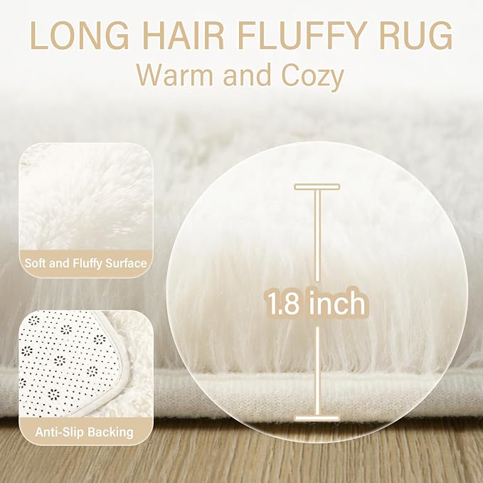Amearea Premium Soft Fluffy Rug Modern Shag Carpet, 5.3x7.5 Feet, Fuzzy Plush - Image 5