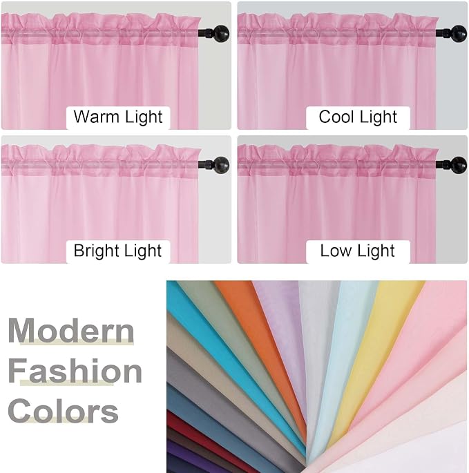 Cafe Curtains 36 Inch Length Tier 2 Pieces, Modern Soft Airy Sheer Kitchen - Image 5