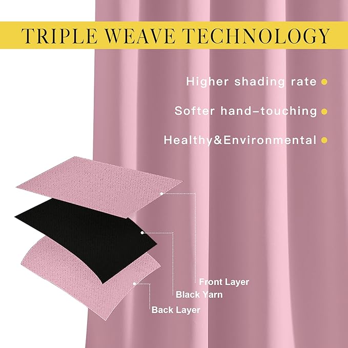 NICETOWN Crystal Pink Blackout Curtains & Drapes - Image 3
