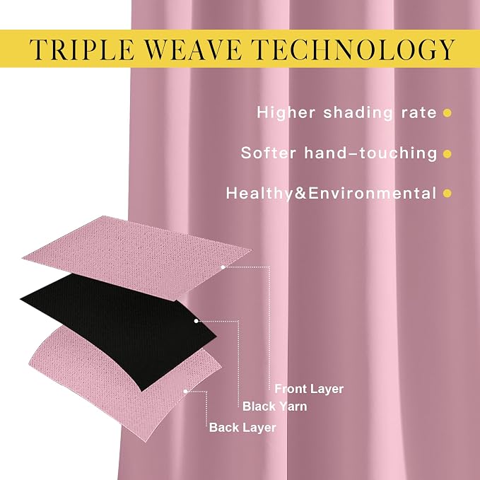 NICETOWN Crystal Pink Blackout Curtains - Image 3