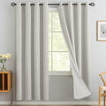 Yakamok Cream Linen Curtains 100% Blackout 72 Inches Long, Room Darkening by Yakamok