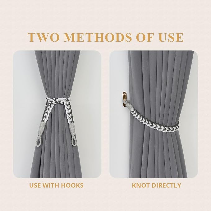 NICEEC 4 Pack Natural Cotton Rope Curtain Tiebacks Elegant Boho Style - Image 5