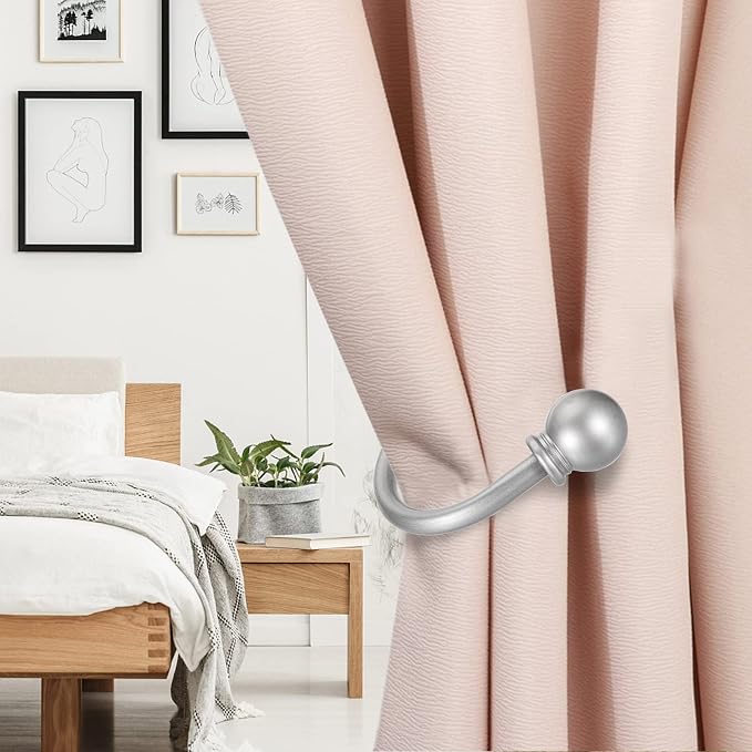 Sumnacon Set of 2 Decorative Curtain Holdbacks, Wall Mounted Aluminum Alloy - Image 4