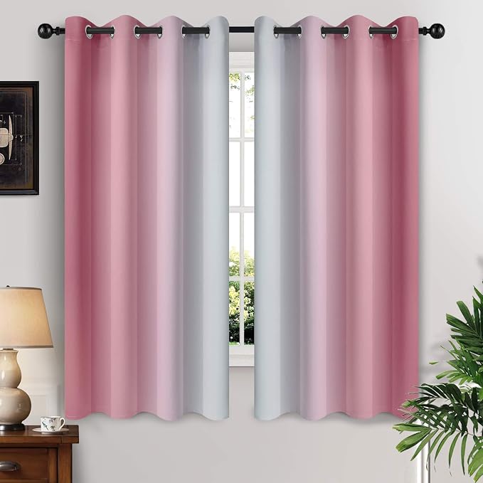 Yakamok 63 Inch Length Ombre Curtains, Thermal Insulated Grommet Window Drapes by Yakamok