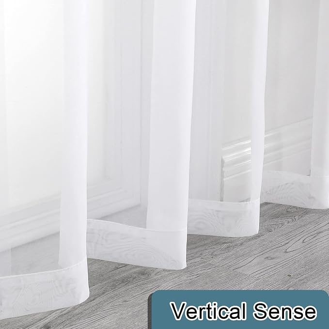 Lecloud White Sheer Curtains 72 Inches Long 2 Panels, Light Filtering Voile - Image 8