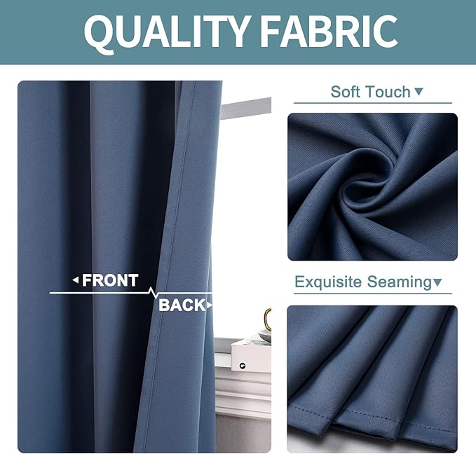 ChrisDowa Blackout Curtains for Bedroom and Living Room 50 Inches Long | 2 - Image 3
