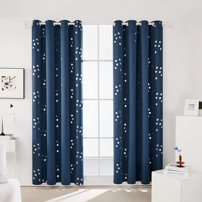 Deconovo Designer Series Silver Cubic Print Blackout Curtains - Image 2