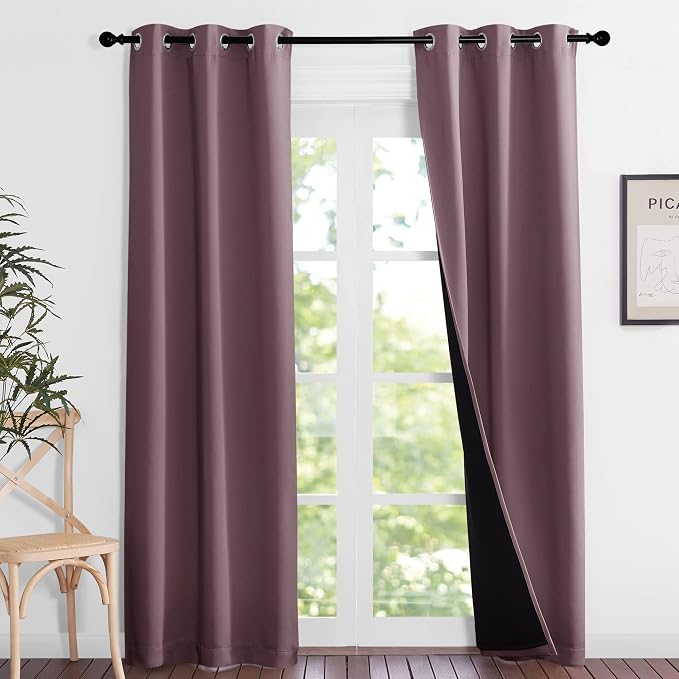 NICETOWN Dry Rose Blackout Curtains 84 inches Long, Full Light Blocking Drapes by NICETOWN