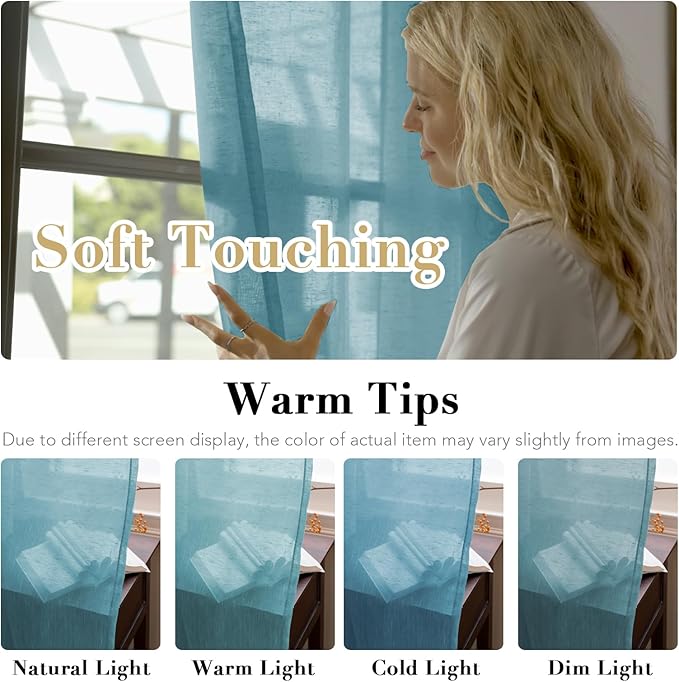 Elegant Natural Linen Curtain Panels Energy Efficient Semi - Image 3