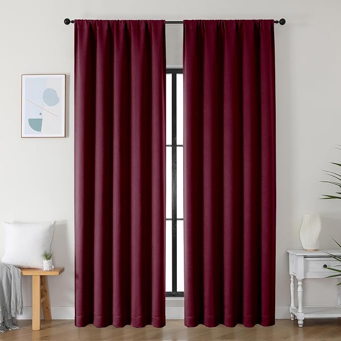 Simplebrand Ava Burgundy Blackout Curtains by Simplebrand