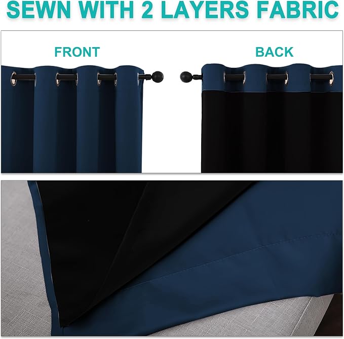 NICETOWN Moroccan Blue Full Shade Curtain Panels, Pair of Energy Smart & Noise - Image 5