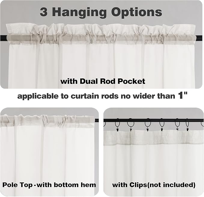 Chyhomenyc Ivory Sheer Curtains 96 Inches Long 2 Panels, Light Filtering Ivory - Image 3