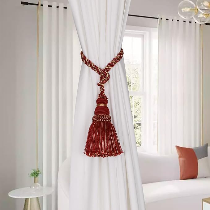 Fenghuangwu 4 Pack Curtain Tie Backs Rope Tassels - Image 3