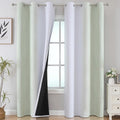 Estelar Textiler Sage and Greyish White Room Darkening Blackout Curtains 84 by ESTELARTEXTILER