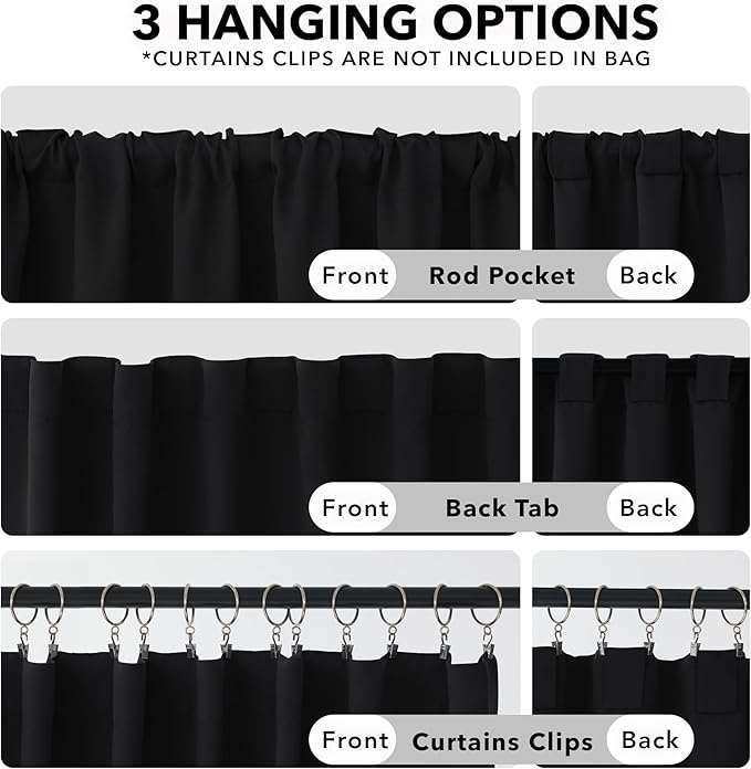 Deconovo Blackout Curtains, Thermal Insulated, W52 x L45 2 Panels, Back Tab - Image 2