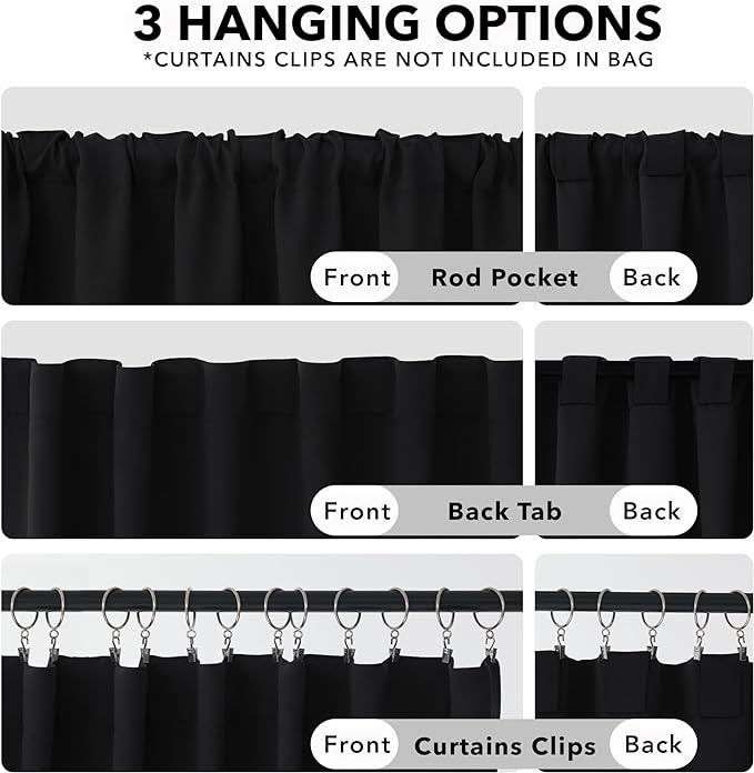 Deconovo Blackout Curtains, Thermal Insulated, W42 x L72 2 Panels, Back Tab - Image 2