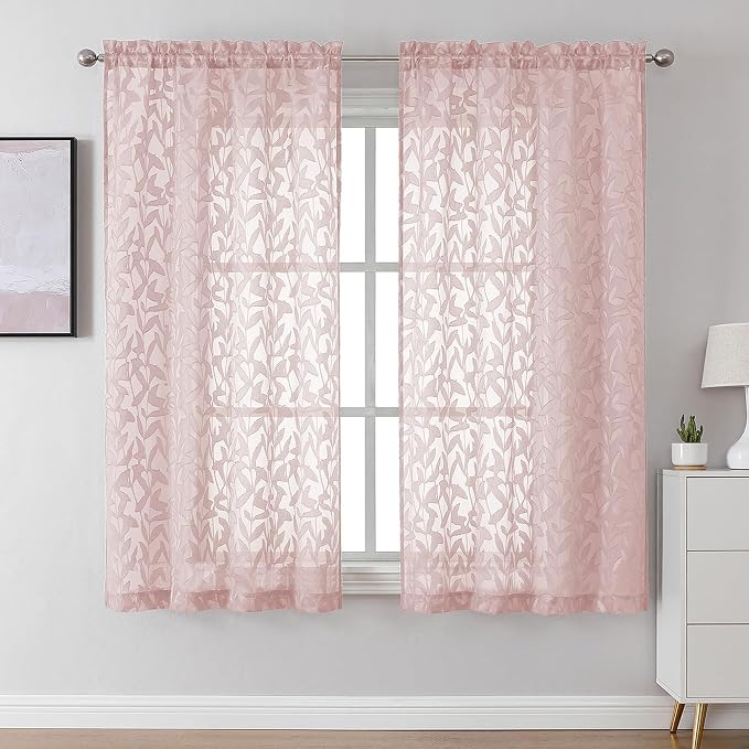 Lecloud Leia Blush Pink Sheer Curtains by Lecloud