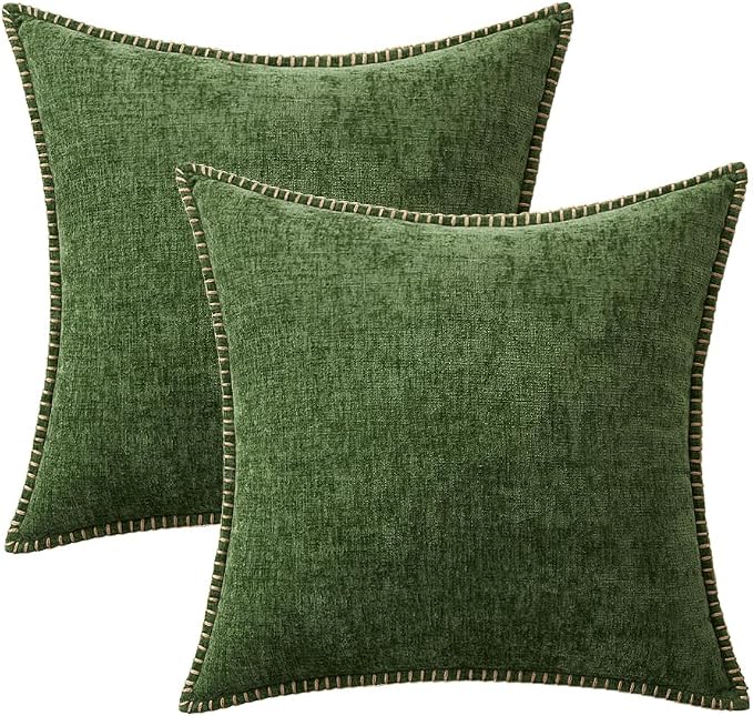 MIULEE Pack of 2 Couch Pllow Covers 18x18 Inch Moss Green Farmhouse Decorative - Image 6
