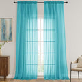 OVZME Sheer Turquoise Curtains 108 Inches Long 2 Panels Set, 59 Inch Extra Wide by OVZME