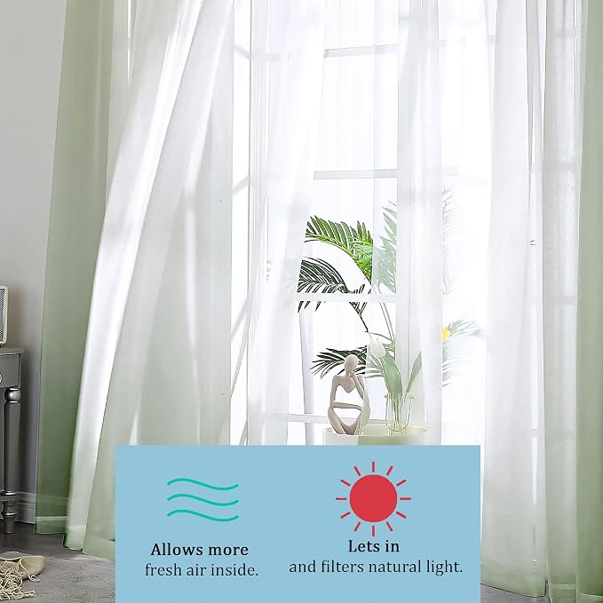 OWENIE Sheer Curtains Sage Green, Light Filtering - Image 6