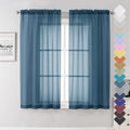 Lecloud Dusty Blue Sheer Curtains 63 Inch Length 2 Panels, Light Filtering by Lecloud