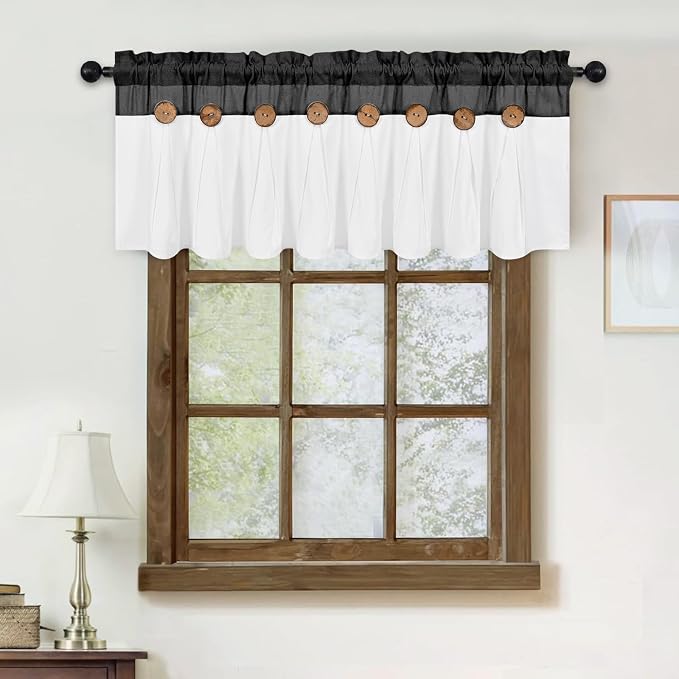 FRAMICS Farmhouse Valance Curtains, Boho Cotton Linen Kitchen Valance, Country - Image 7