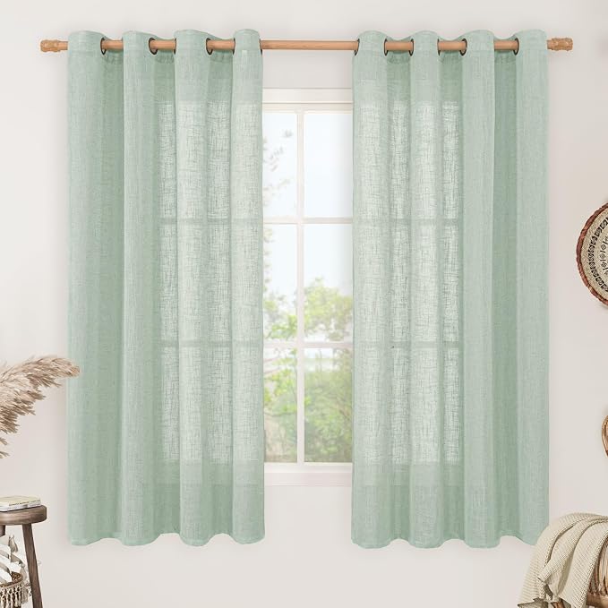 LAMIT Sheer Linen Curtains 63 inches Long by LAMIT
