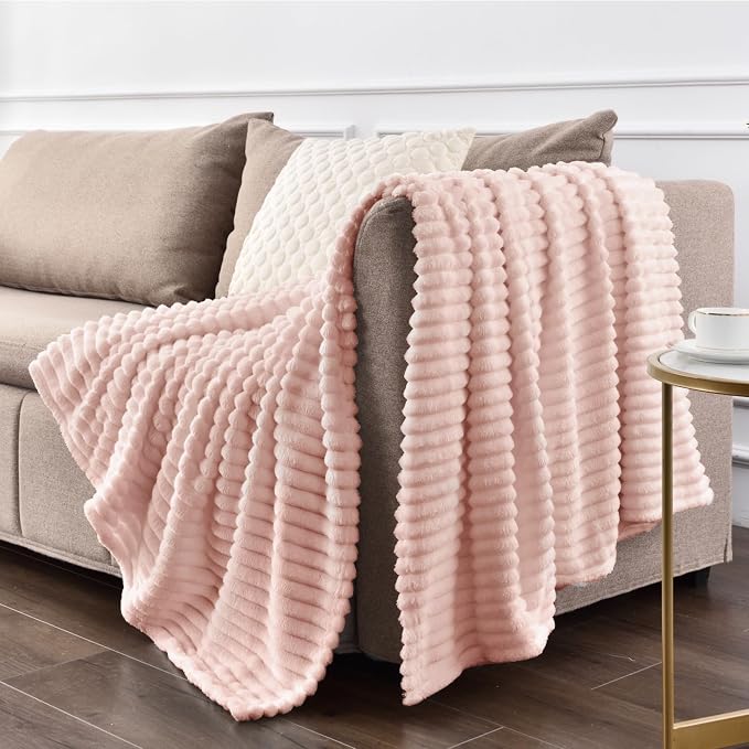 BEDELITE Fleece Blanket Twin Size – 3D Ribbed Jacquard Soft and Warm Decorative - Image 7